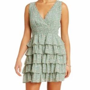 STORIA Green Tiered Ruffle Dress
